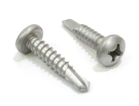 12 X 3/4" Stainless Pan Head Phillips Self Drilling Screw, (25pc), 410 Stainless Steel