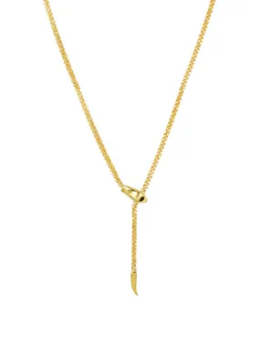 14K Gold Large Snake Wheat Adjustable Lariat Necklace