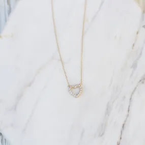 14K Yellow Gold & Cubic Zirconium Open Heart Necklace