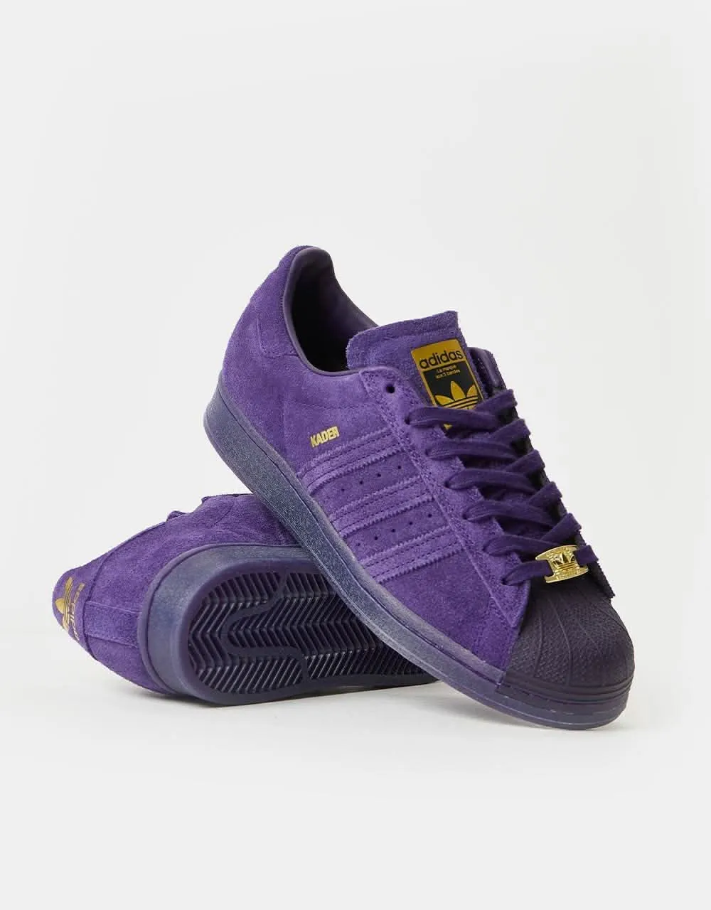 adidas x Kader Superstar ADV Skate Shoes - Dark Purple/Dark Purple/Gold Metallic