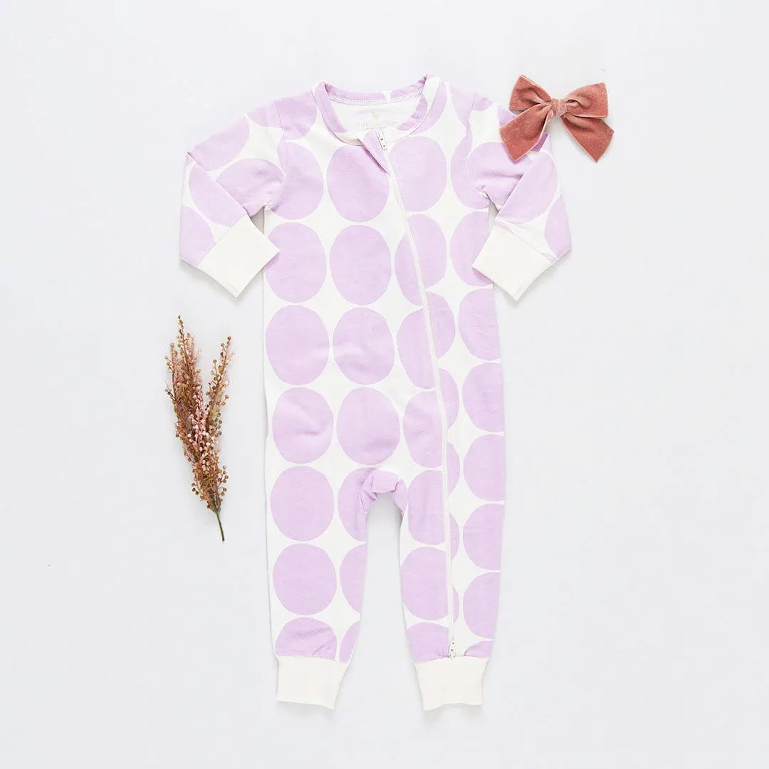 Baby Organic Romper - Lavender Dot