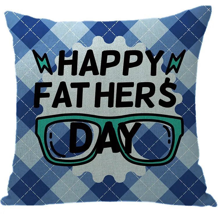 Batch Father's Day Pillow Blue Plaid Letter Sofa Bedside Linen Pillow Case