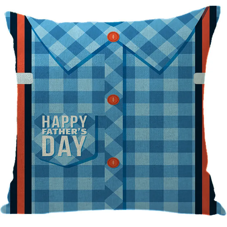 Batch Father's Day Pillow Blue Plaid Letter Sofa Bedside Linen Pillow Case