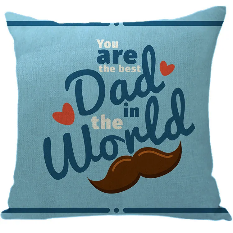 Batch Father's Day Pillow Blue Plaid Letter Sofa Bedside Linen Pillow Case