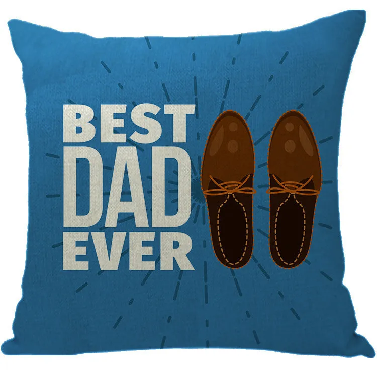 Batch Father's Day Pillow Blue Plaid Letter Sofa Bedside Linen Pillow Case