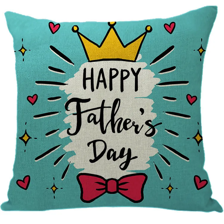 Batch Father's Day Pillow Blue Plaid Letter Sofa Bedside Linen Pillow Case