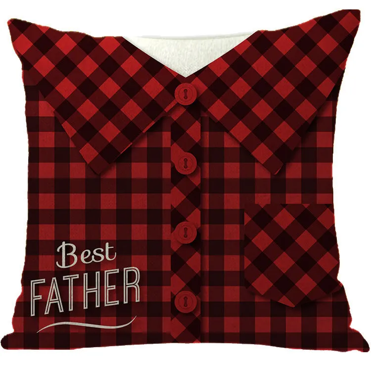 Batch Father's Day Pillow Blue Plaid Letter Sofa Bedside Linen Pillow Case