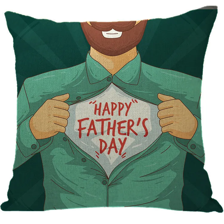 Batch Father's Day Pillow Blue Plaid Letter Sofa Bedside Linen Pillow Case