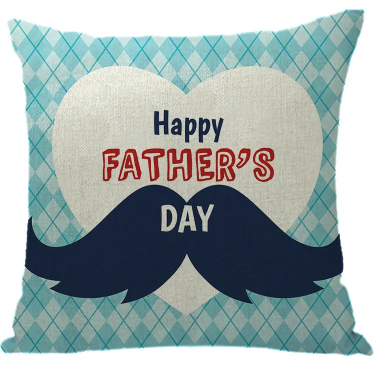 Batch Father's Day Pillow Blue Plaid Letter Sofa Bedside Linen Pillow Case