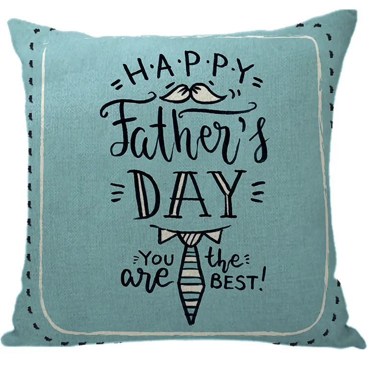 Batch Father's Day Pillow Blue Plaid Letter Sofa Bedside Linen Pillow Case