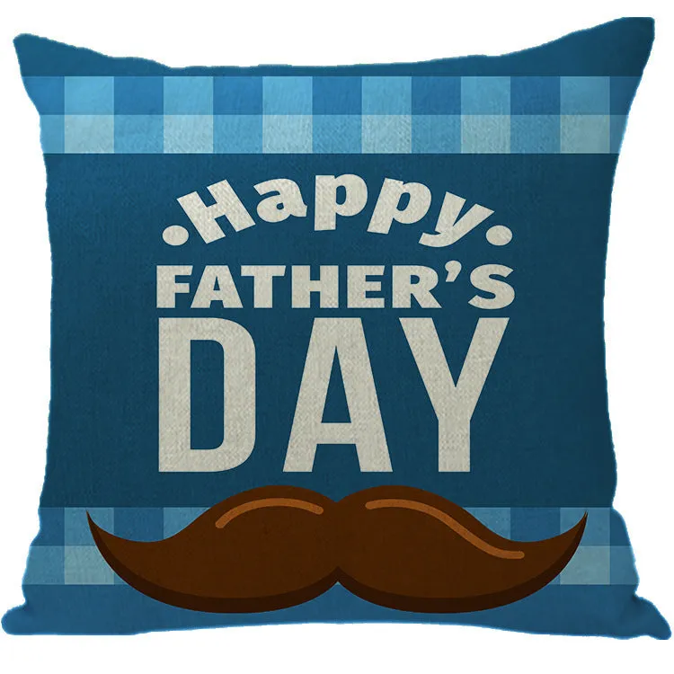 Batch Father's Day Pillow Blue Plaid Letter Sofa Bedside Linen Pillow Case