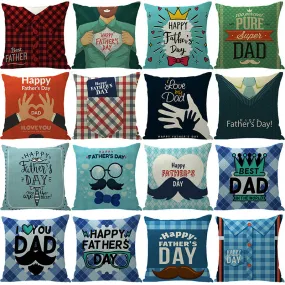 Batch Father's Day Pillow Blue Plaid Letter Sofa Bedside Linen Pillow Case