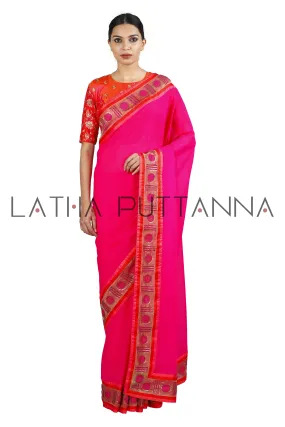 Bindhu - Pink Stunner with Polka Border