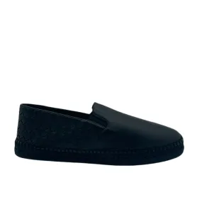 Bottega Veneta Men's Black Leather Woven Slip on Espadrilles