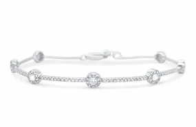 Bracelet 14kt White Gold Diamonds and Halo Diamonds