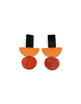 CB456 - Half Moon earrings in Red / Orange