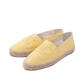 Chanel Yellow Lambskin Leather CC Espadrilles