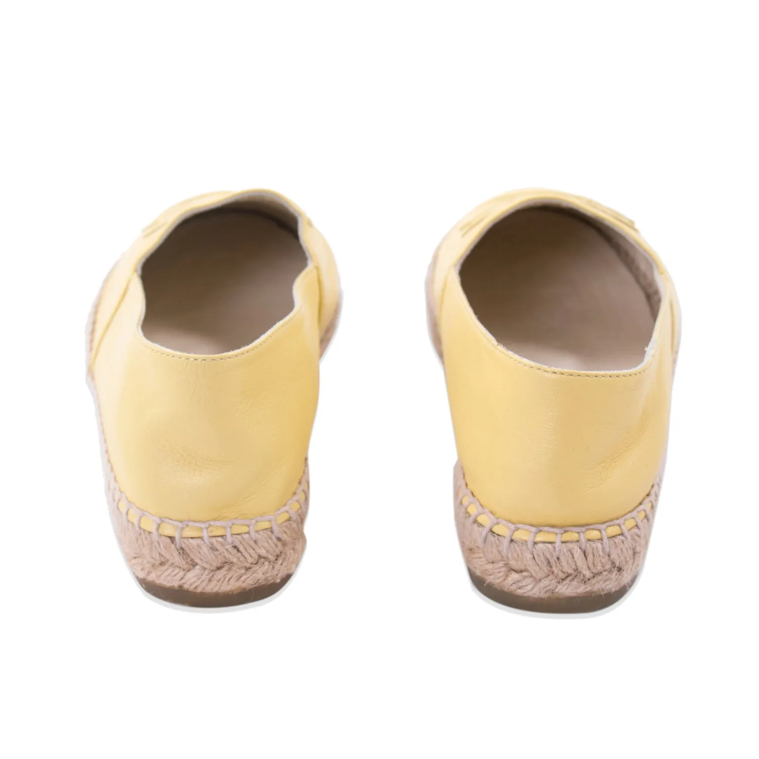 Chanel Yellow Lambskin Leather CC Espadrilles