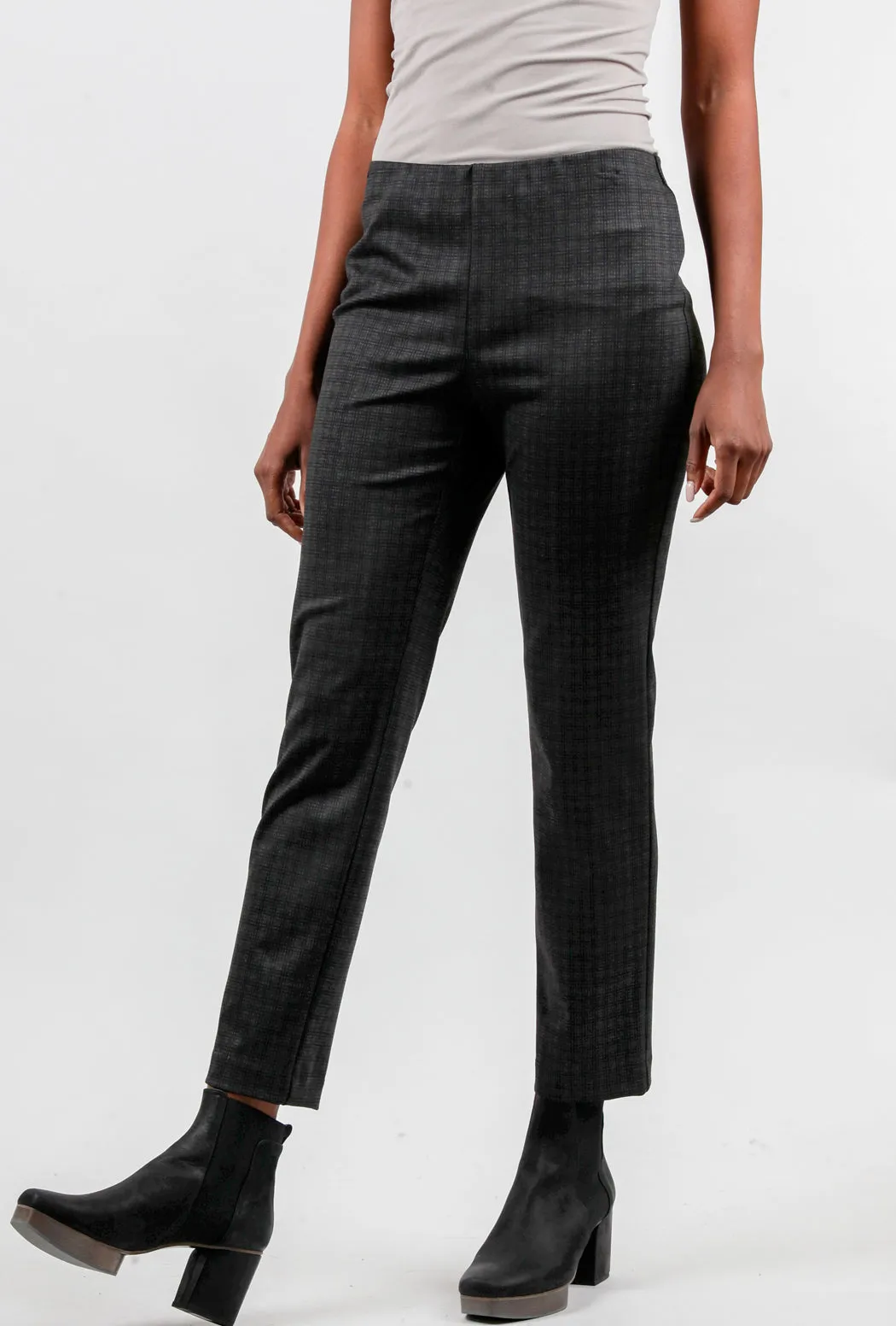 Check Pattern Ankle Pant, Charcoal