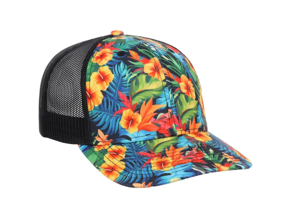 Crowns By Lids Tropical Trucker Cap - Green/Yellow