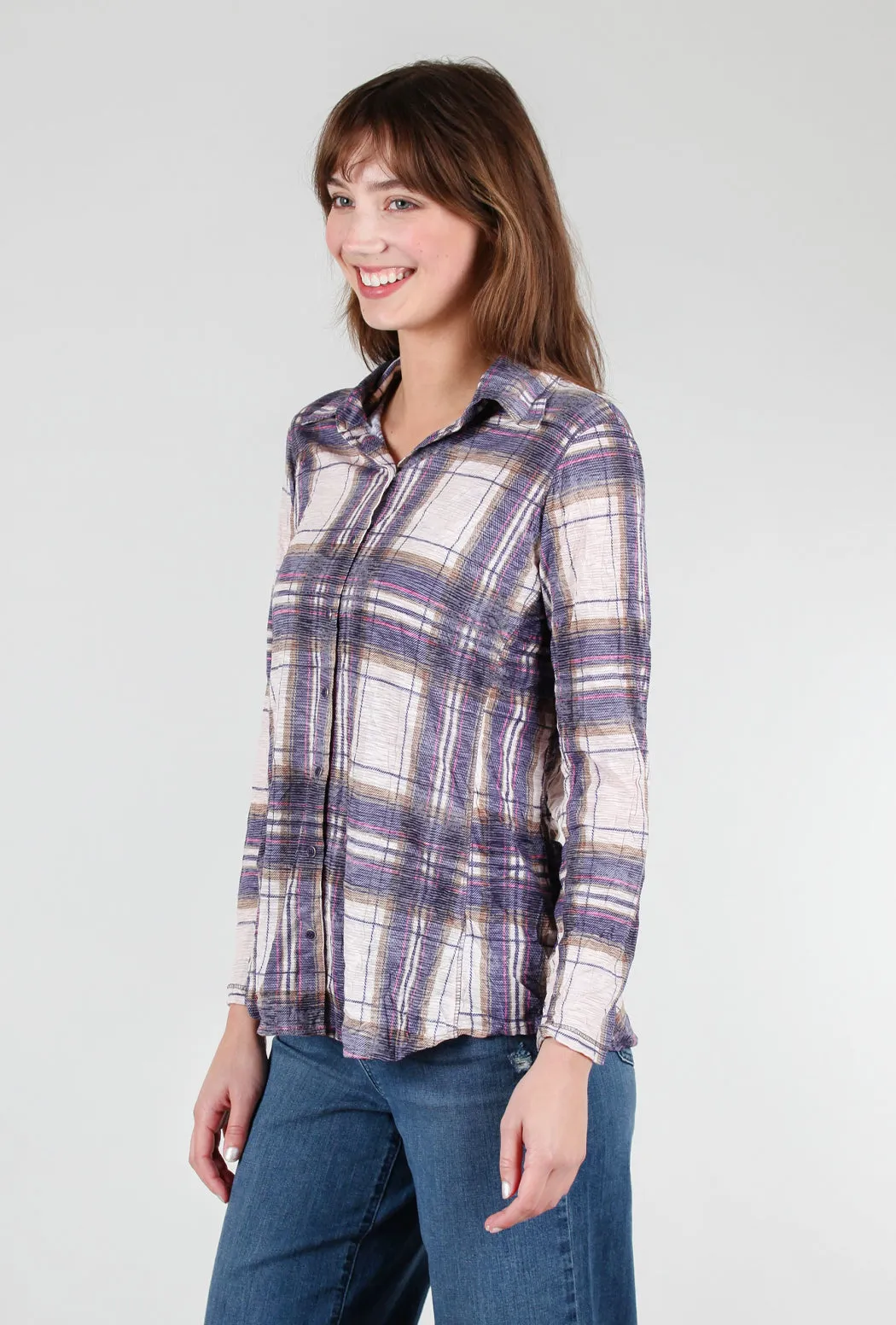 Crushed Plaid Shirt, Purple