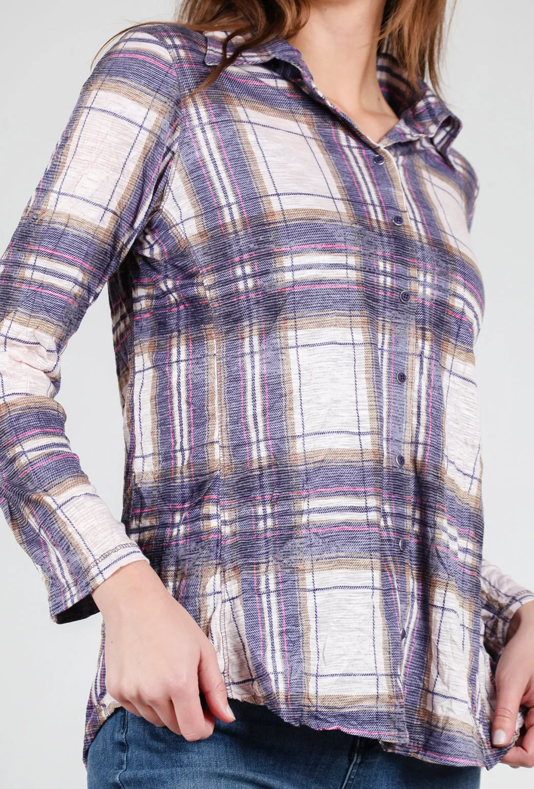 Crushed Plaid Shirt, Purple