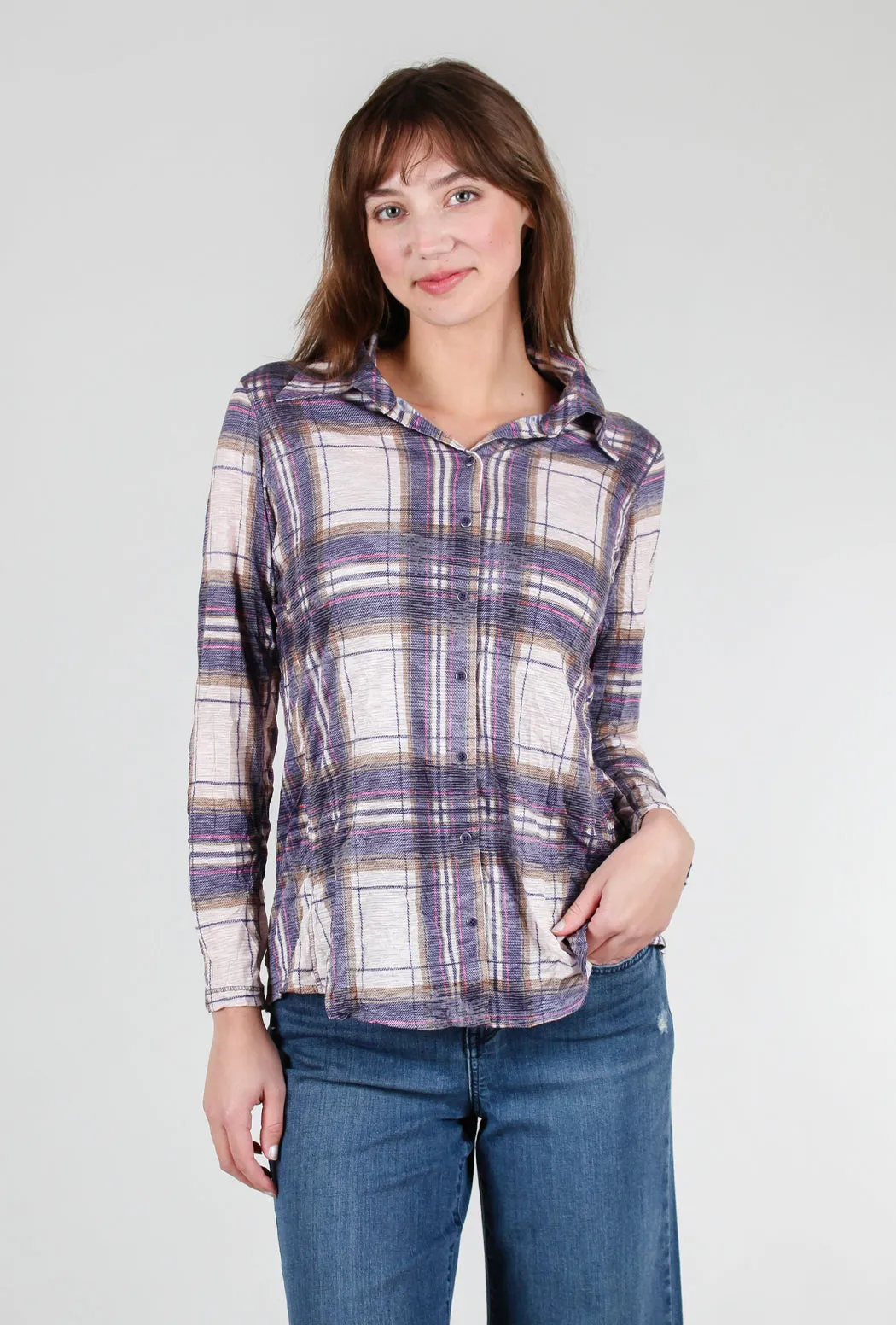 Crushed Plaid Shirt, Purple