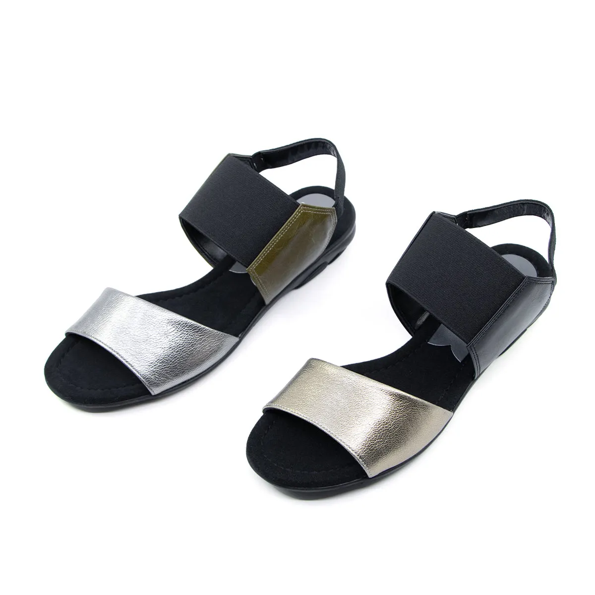 Didi Khaki-Silver Soft Waiking Sandals