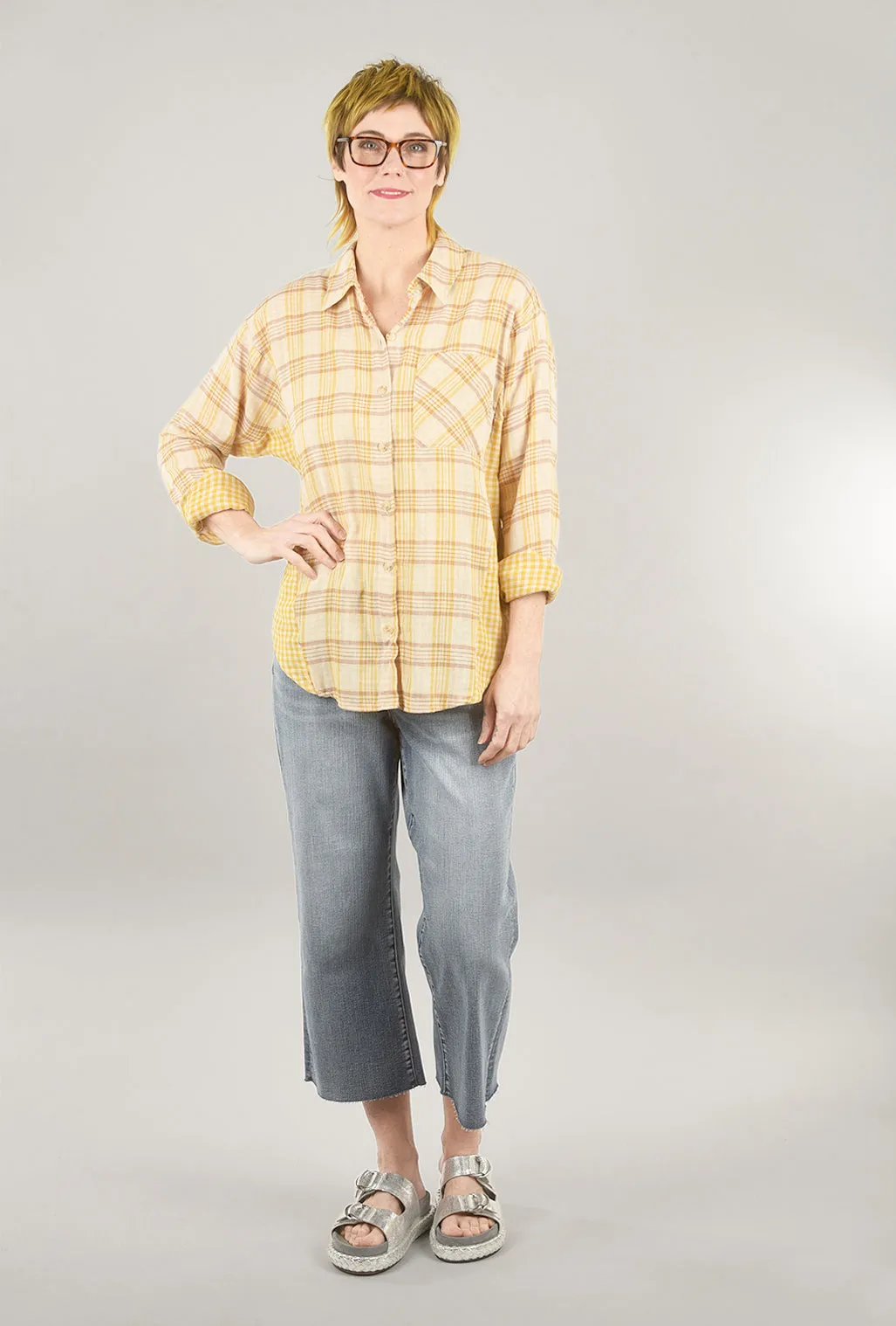 Double-Face Plaid Shirt, Mustard