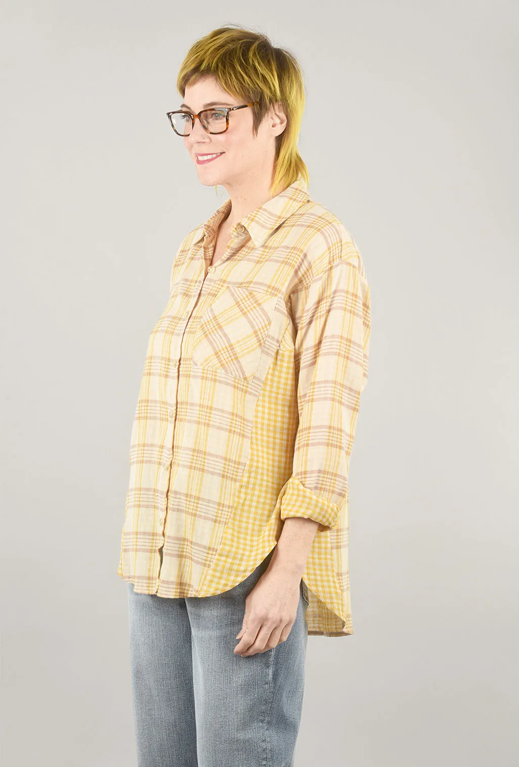 Double-Face Plaid Shirt, Mustard