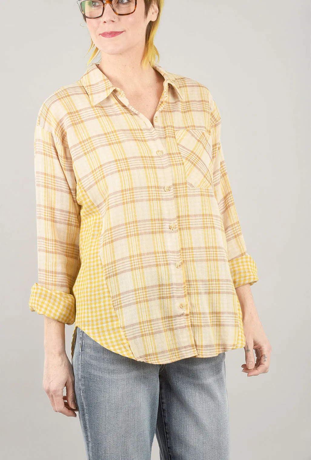 Double-Face Plaid Shirt, Mustard