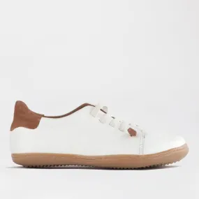 Elastic Lace barefoot sneaker with Removable Footbed in White - 12749