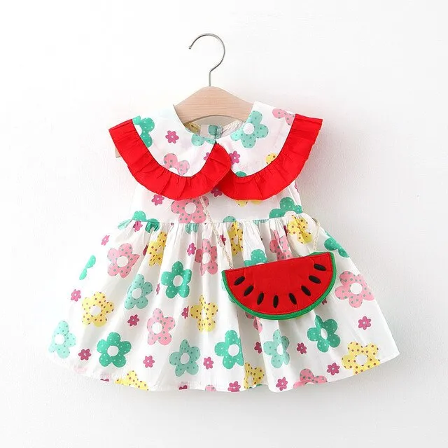 Girl Print Plaid Bow Dress