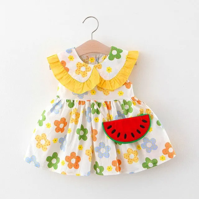 Girl Print Plaid Bow Dress