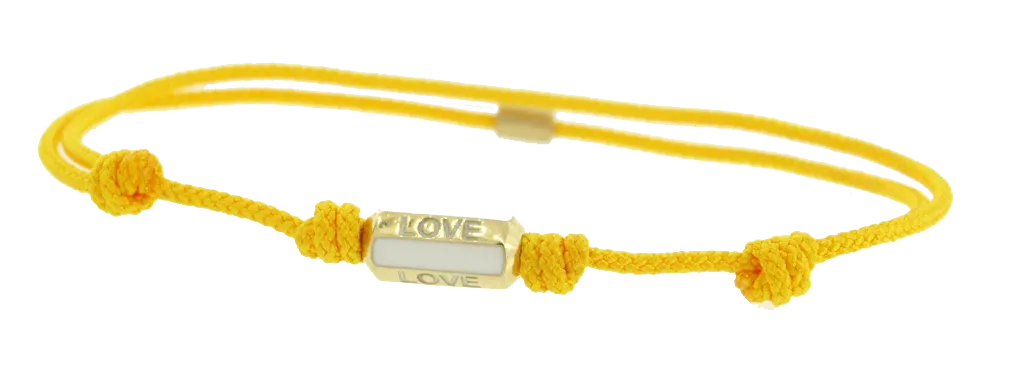 Gold Enameled Love Cord Bracelet