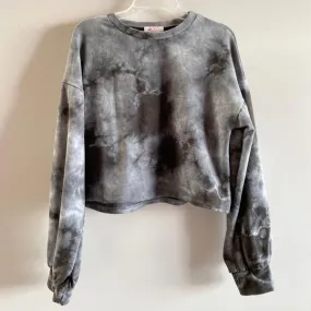 Grey & Black Tie Dye Crop L/S Top