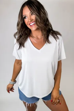 Grey Dawn V-Neck Short-Sleeve Top