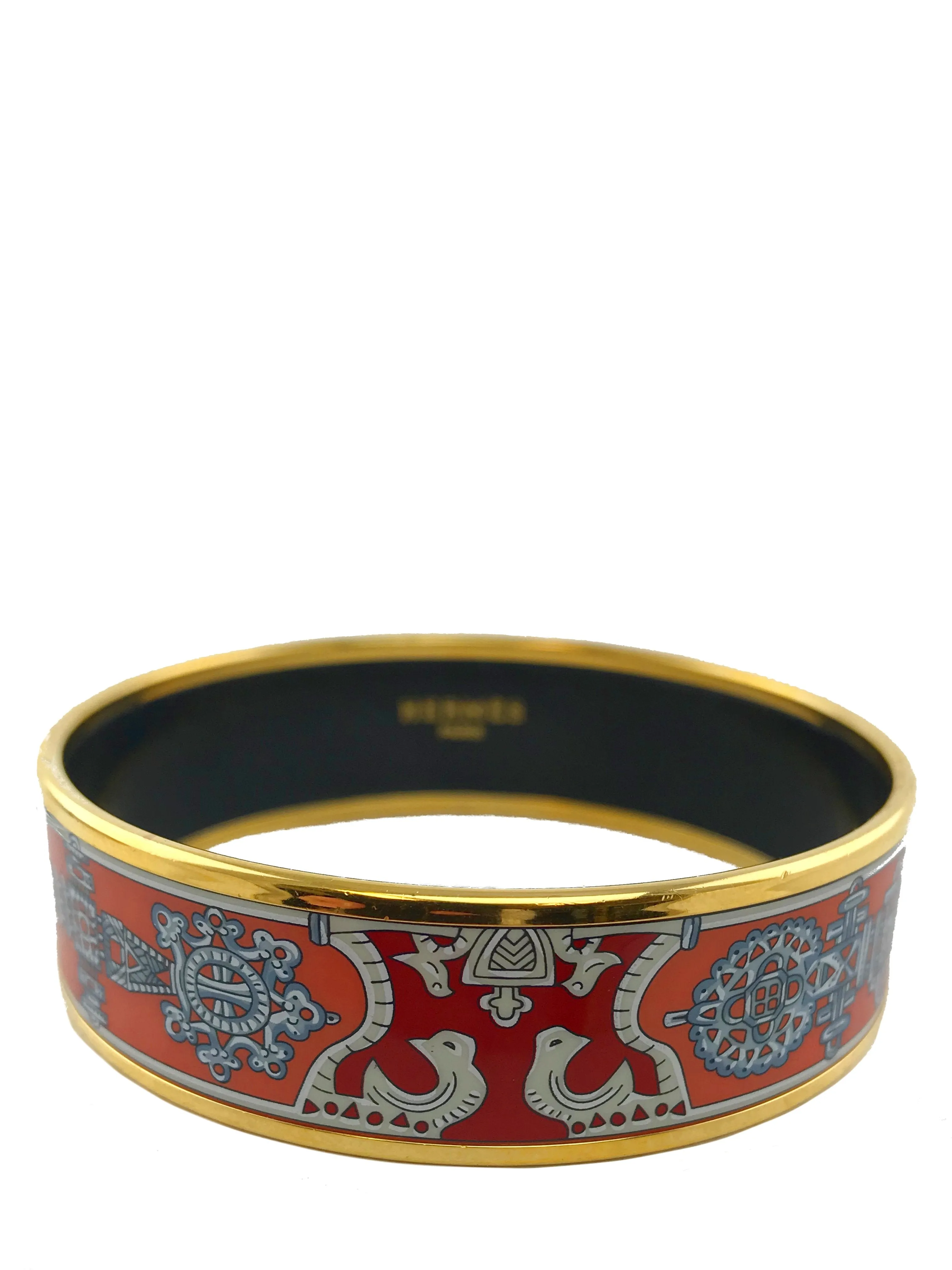 Hermes Printed Enamel Wide Bracelet 65