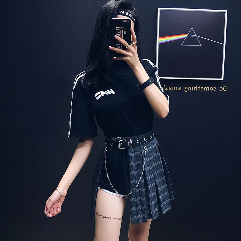 HIGH WAIST IRREGULAR PLAID SKIRT BY61074