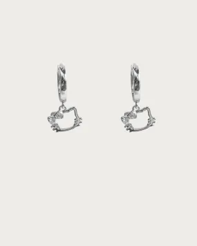 Kitty Hoop Earrings in Silver