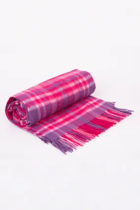 Lambswool Throw - Purple Pink Exploded Check