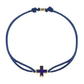 Lapis Cross on Lapis Cord Bracelet