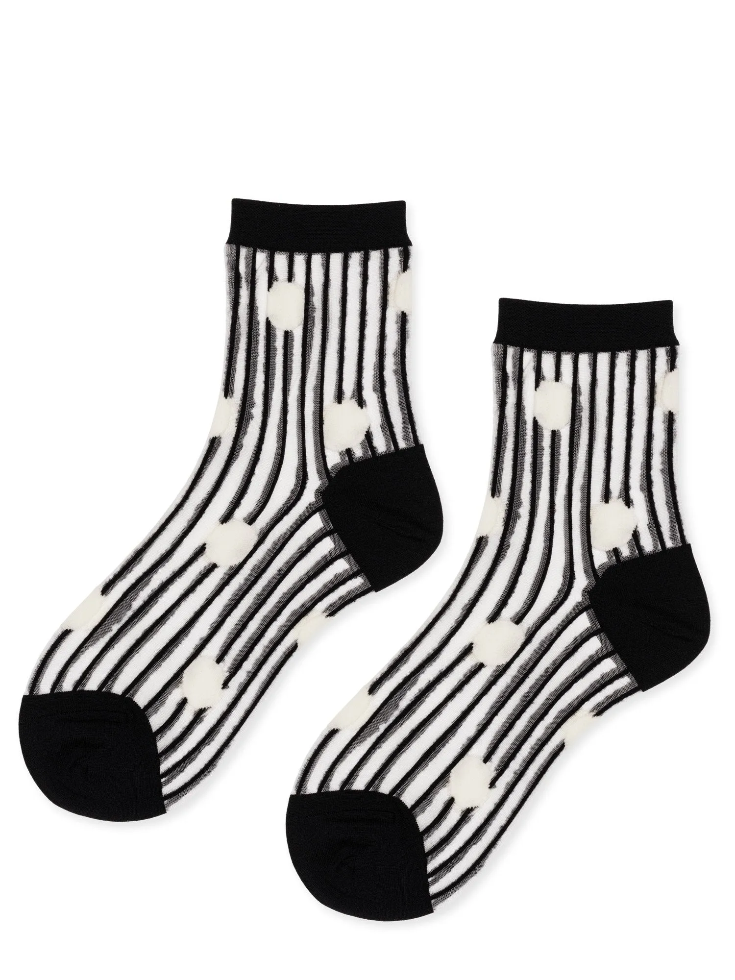 Line Dot Sheer Short Crew Socks