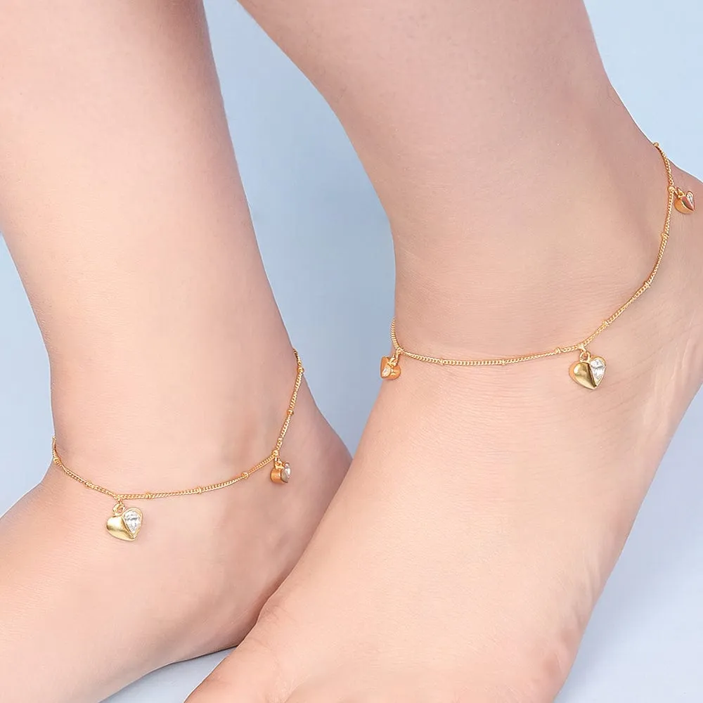 Little Hearts Motif Silver 92.5 Anklets