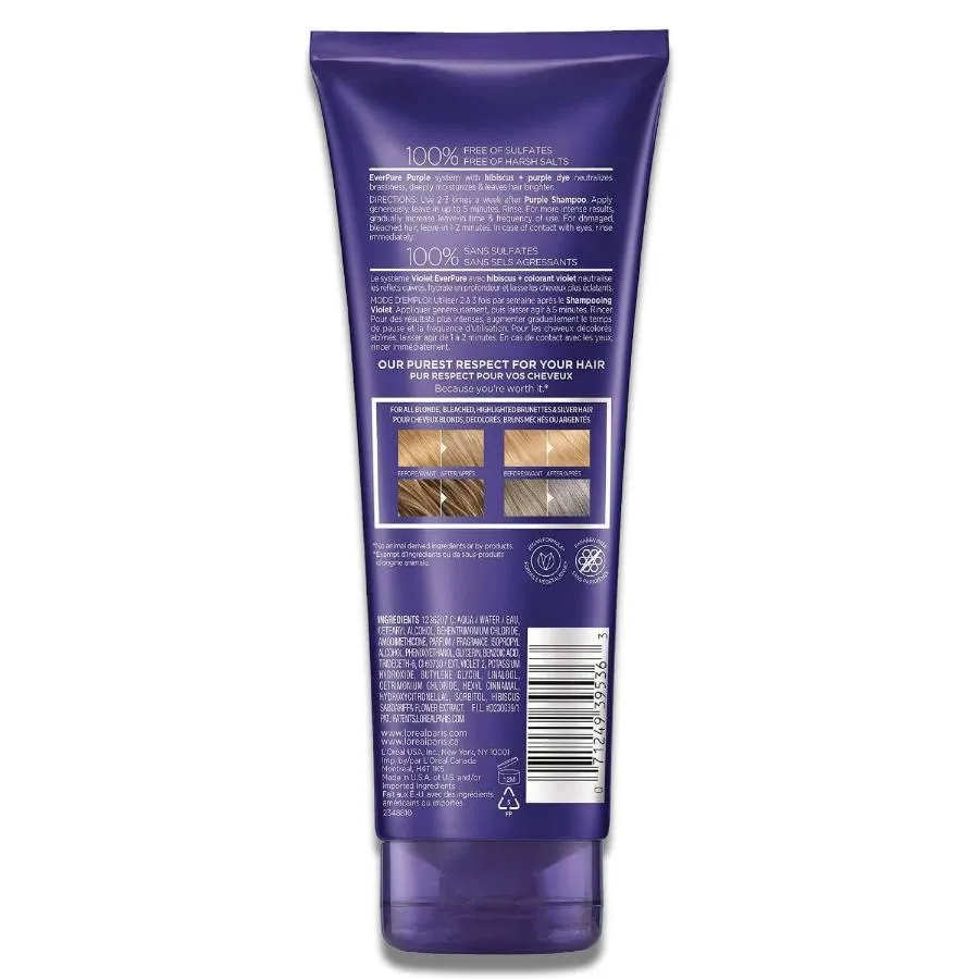 L'Oreal - Ever Pure Anti-Brass Toning Purple Shampoo, with Hibiscus - 6.8 Oz - 6 Pack