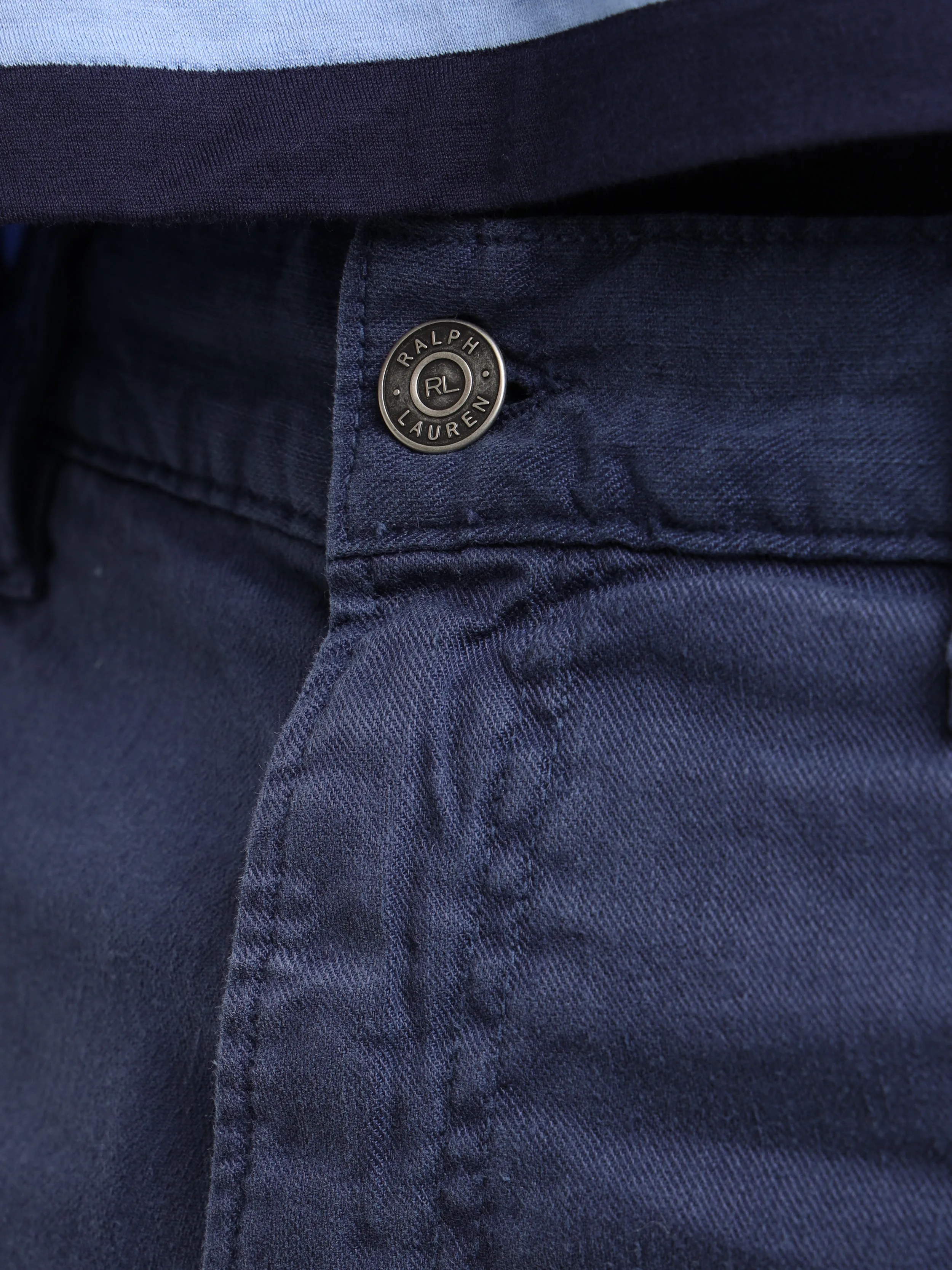 Navy Linen-Cotton Blend Jeans