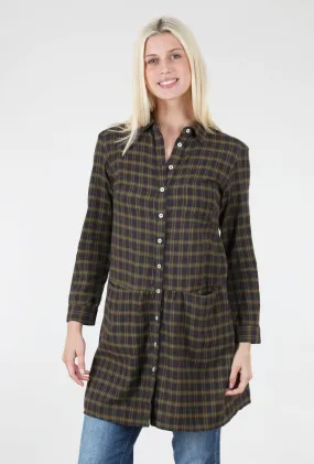 Olivia Plaid Shirtdress, Navy/Lime