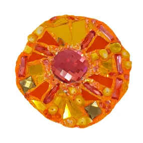 ORANGE CIRCULAR BROOCH - LUST II