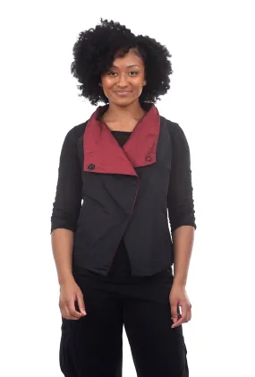 Puffer Cropped Vest, Black/Red