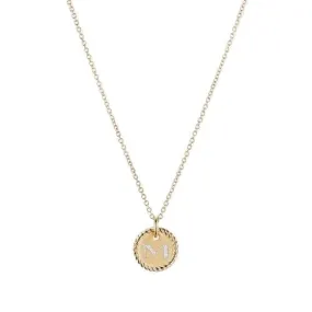 "M" Pendant with Diamonds in Gold on Chain